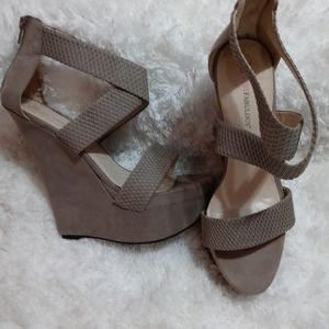 Taupe suede wedges